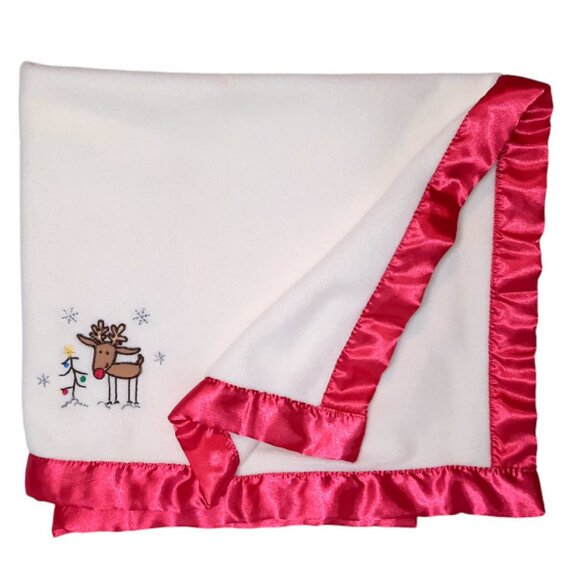 Cutie Pie Rudolph The Red Nosed Reindeer Christmas Lovey Blanket 30" X 29" - Picture 3 of 4